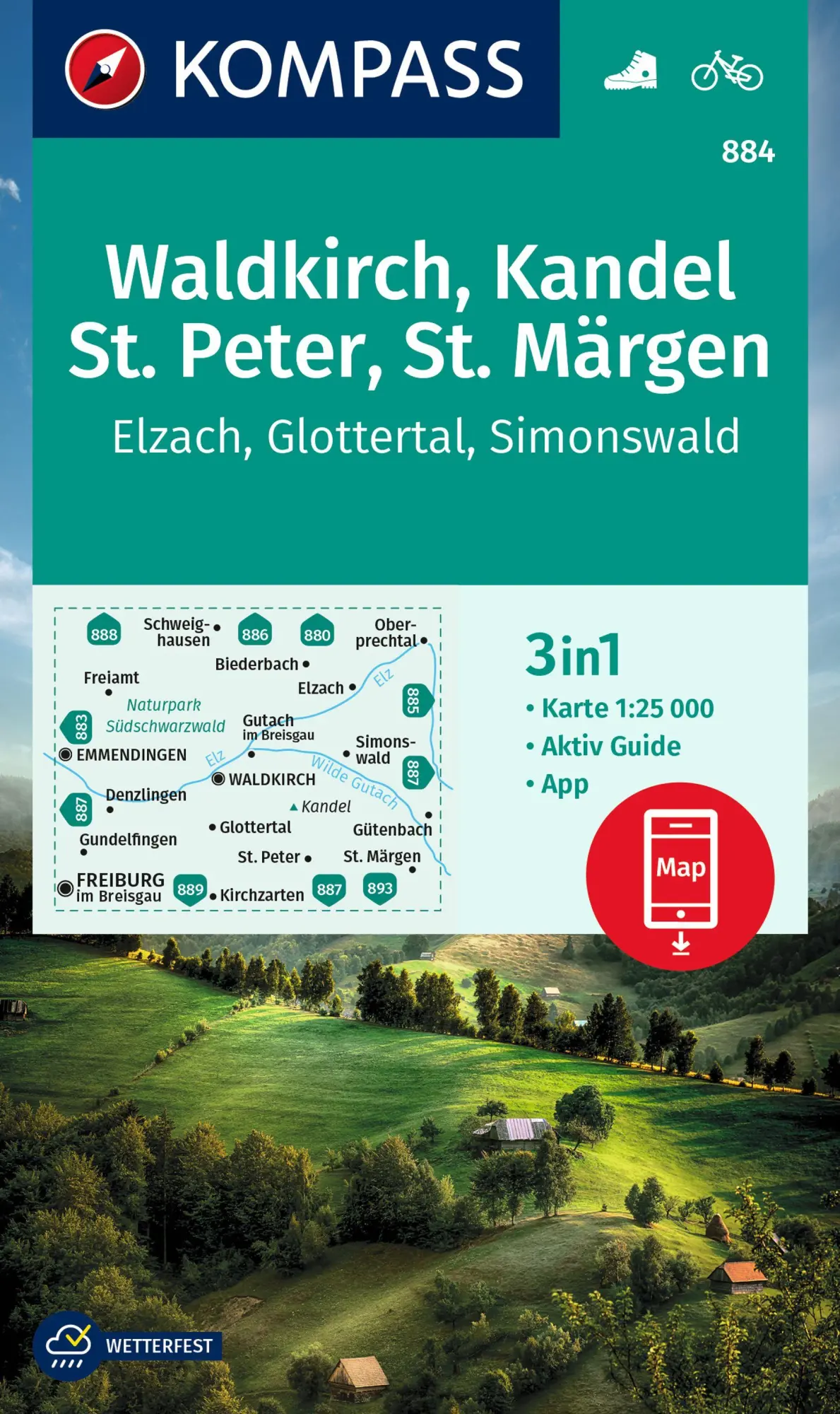 Cover: 9783991215790 | KOMPASS Wanderkarte 884 Waldkirch, Kandel, St.Peter, St. Märgen...