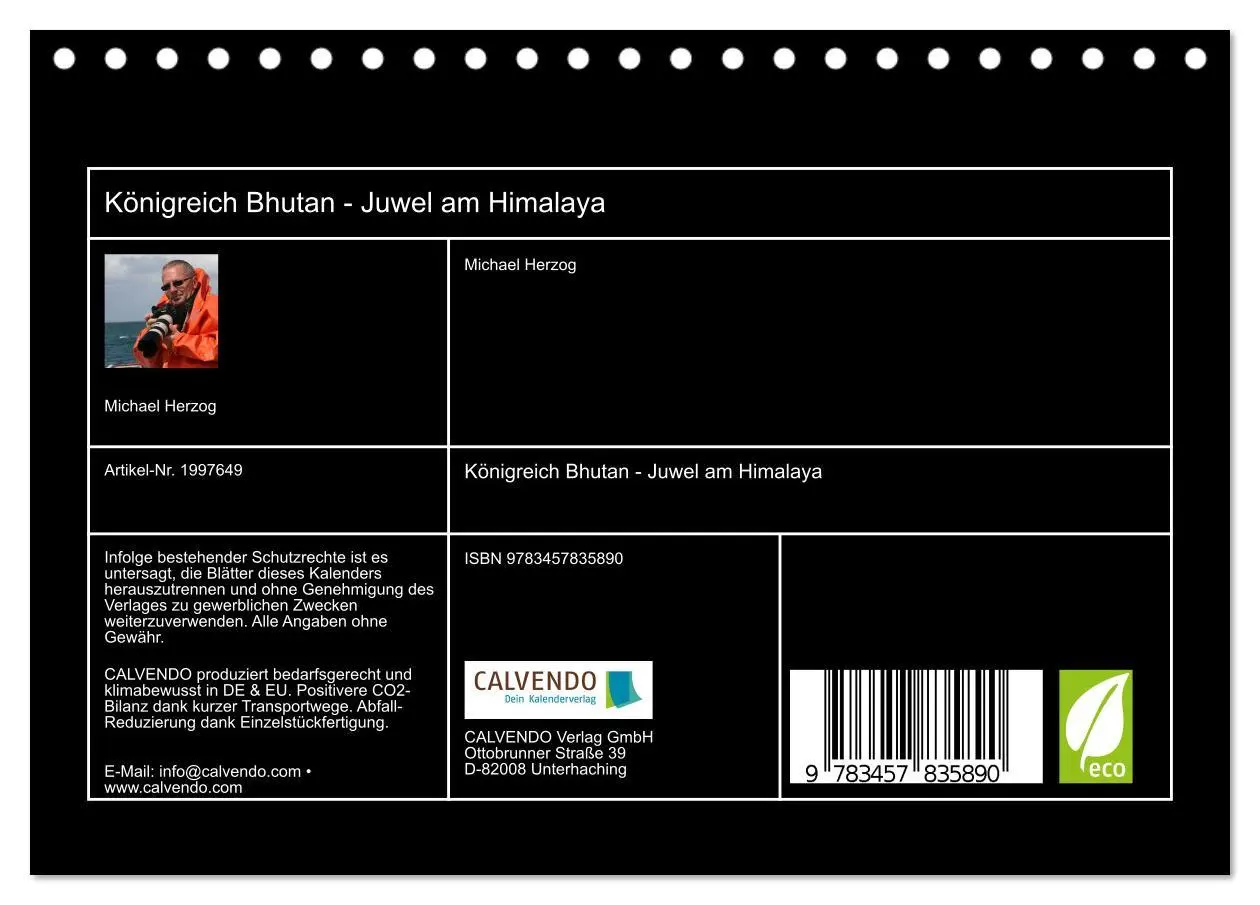 Bild: 9783457835890 | Königreich Bhutan - Juwel am Himalaya (Tischkalender 2026 DIN A5...