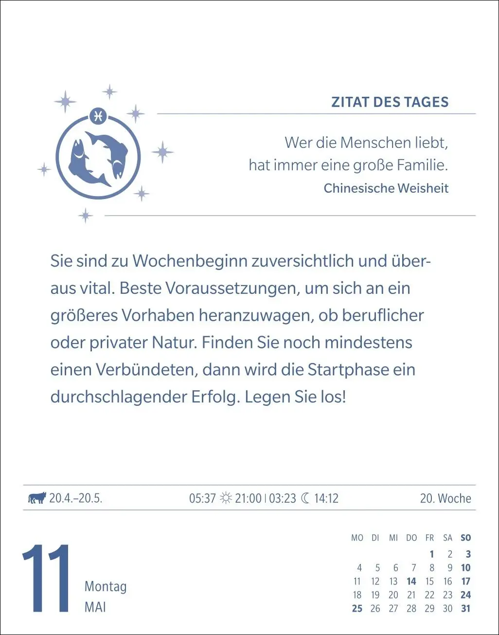 Bild: 9783840035890 | Fische Sternzeichenkalender 2026 - Tagesabreißkalender - Ihr...