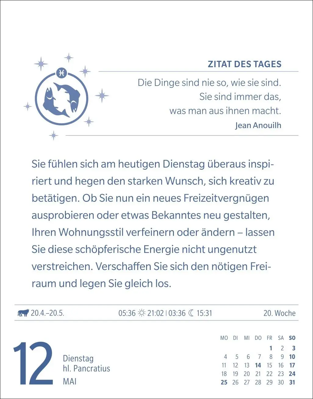 Bild: 9783840035890 | Fische Sternzeichenkalender 2026 - Tagesabreißkalender - Ihr...