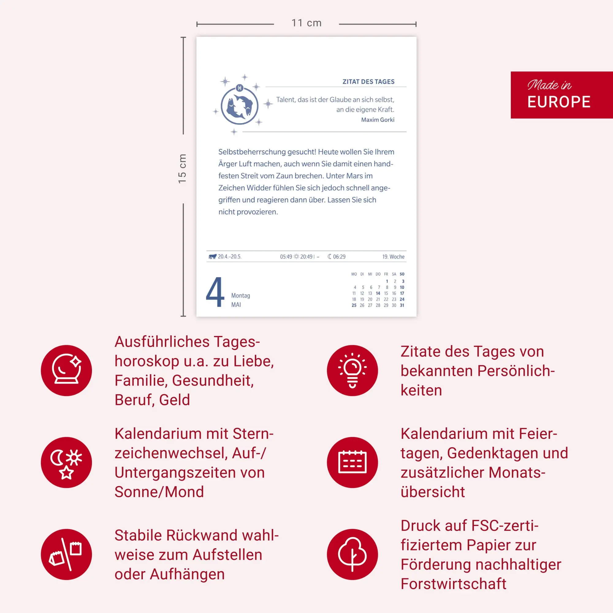 Bild: 9783840035890 | Fische Sternzeichenkalender 2026 - Tagesabreißkalender - Ihr...
