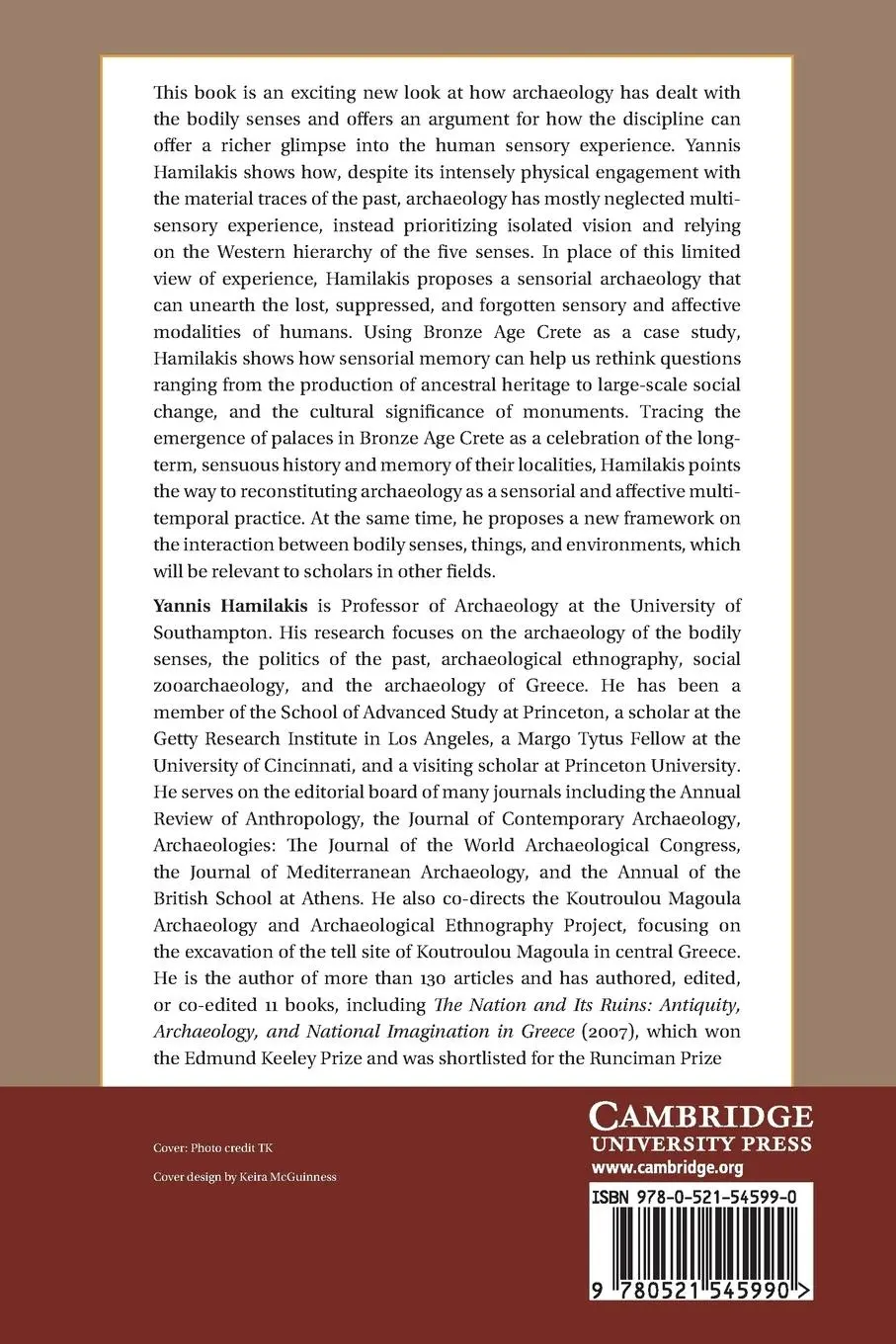 Rückseite: 9780521545990 | Archaeology and the Senses | Yannis Hamilakis | Taschenbuch | Englisch