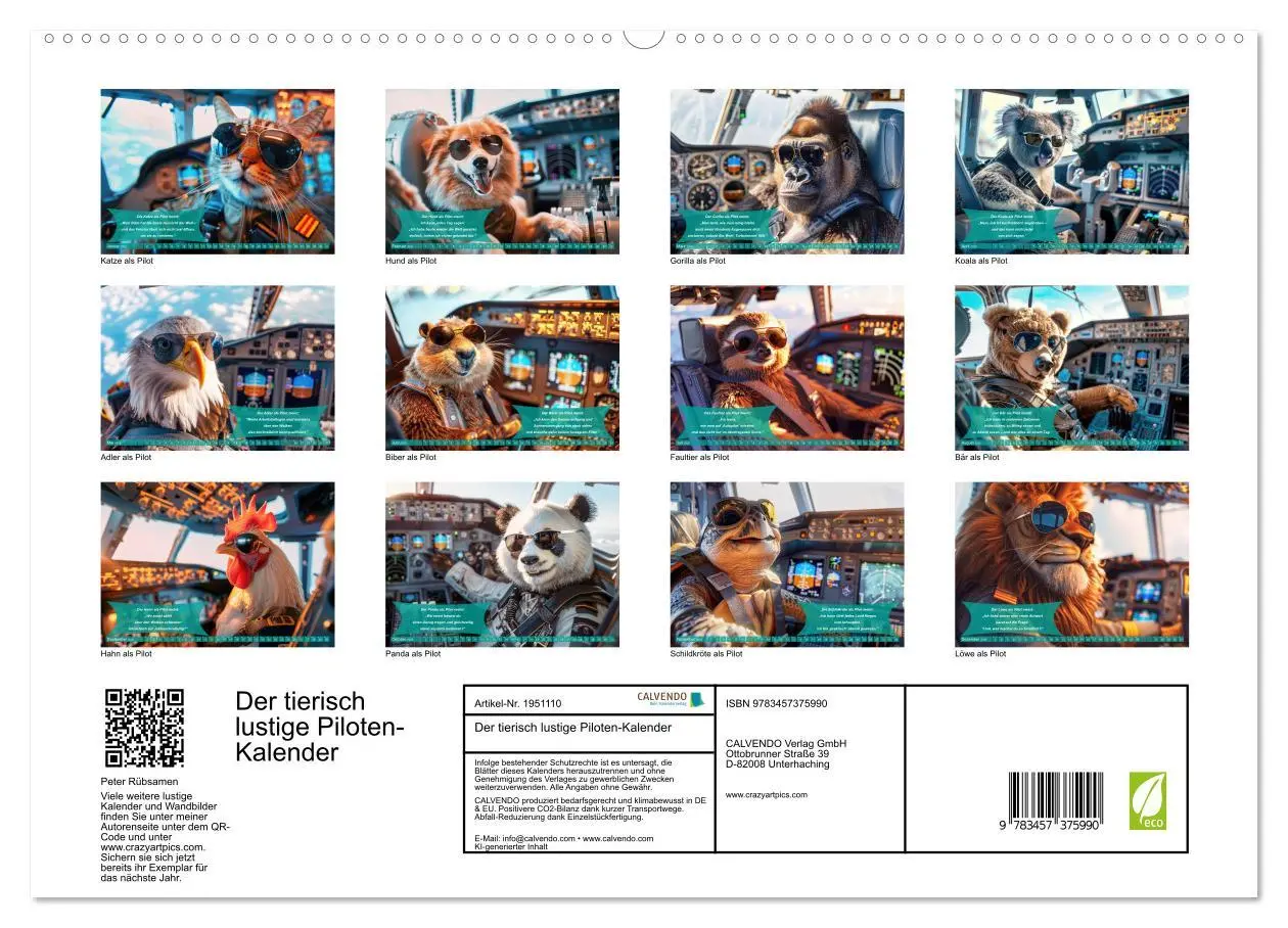 Bild: 9783457375990 | Der tierisch lustige Piloten-Kalender (hochwertiger Premium...
