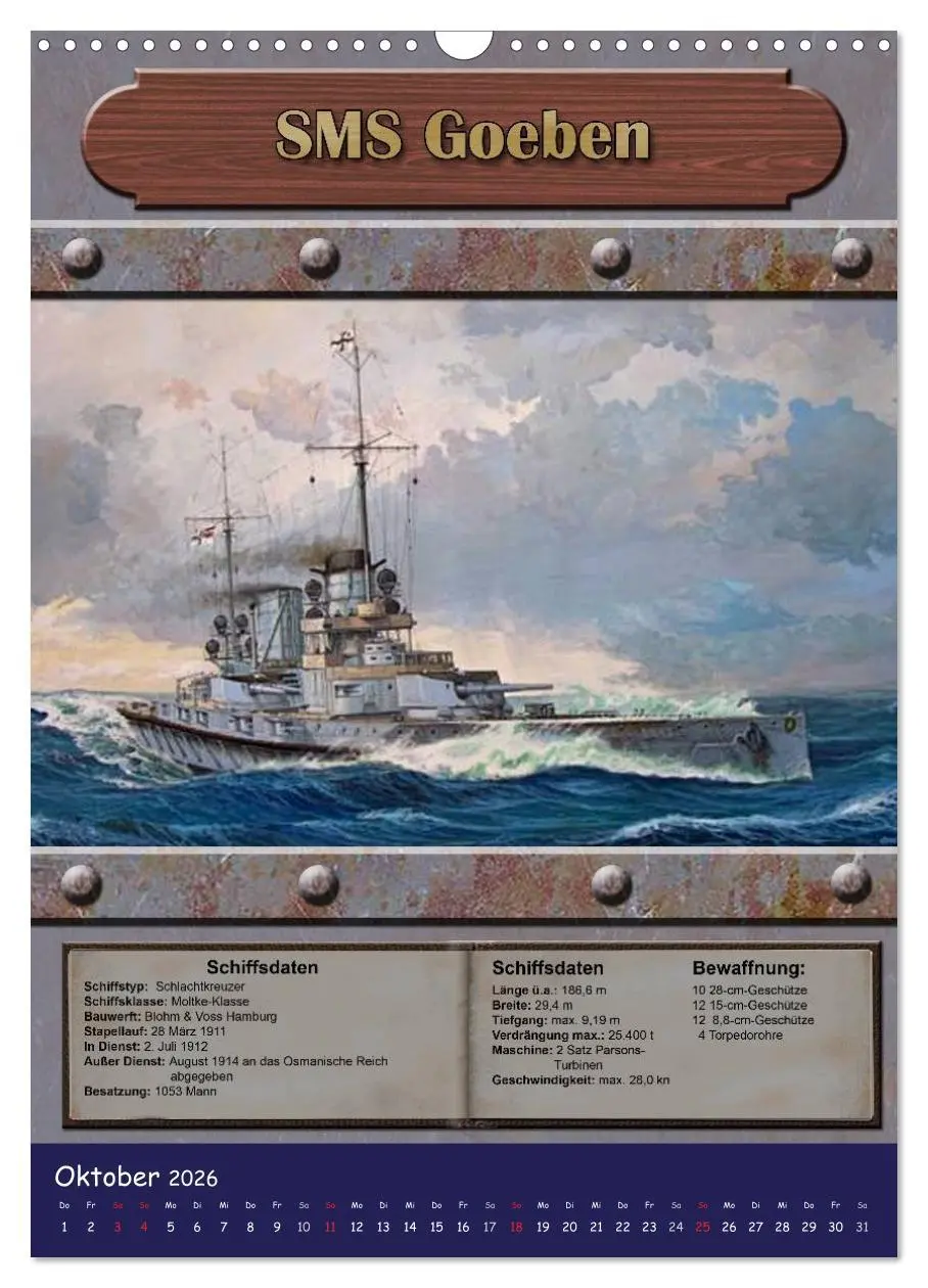 Bild: 9783516465990 | Die kaiserliche Marine 1871 - 1918 (Wandkalender 2026 DIN A3 hoch),...
