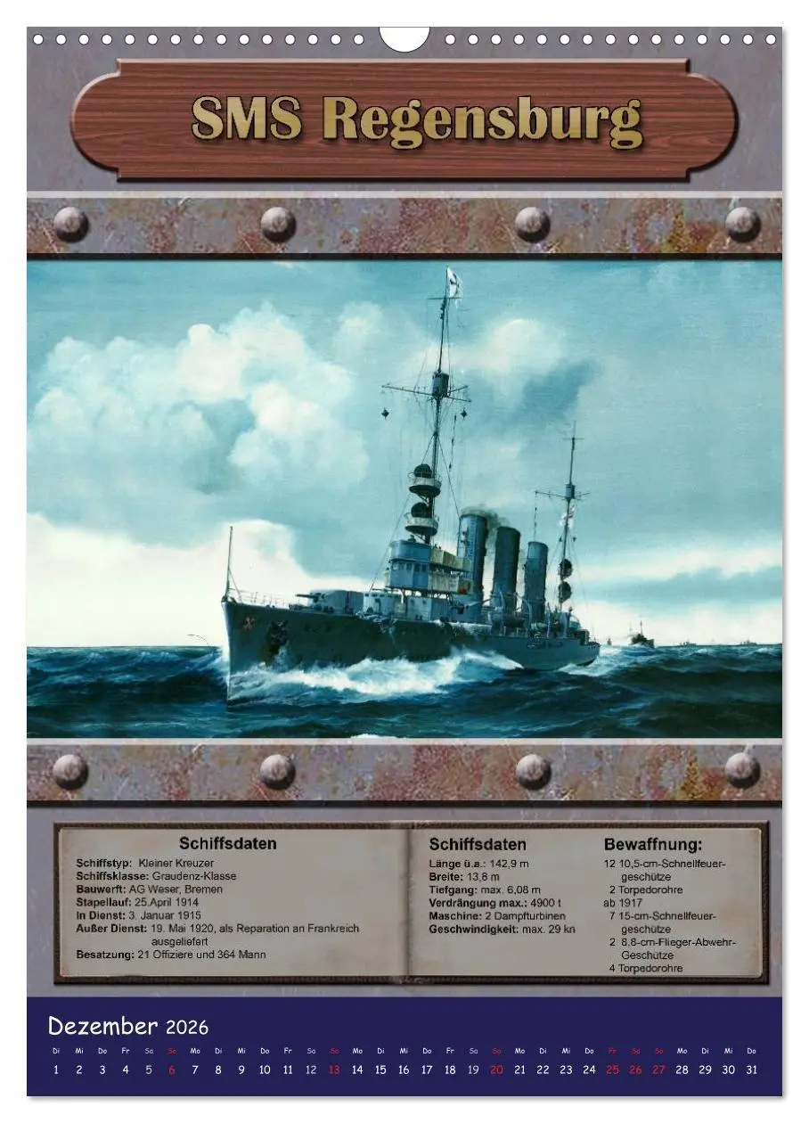 Bild: 9783516465990 | Die kaiserliche Marine 1871 - 1918 (Wandkalender 2026 DIN A3 hoch),...