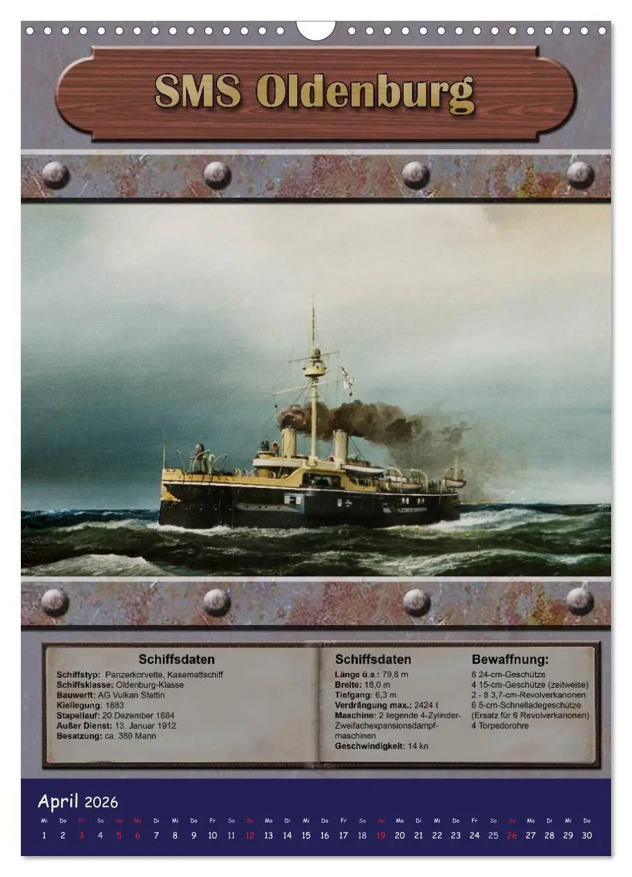 Bild: 9783516465990 | Die kaiserliche Marine 1871 - 1918 (Wandkalender 2026 DIN A3 hoch),...