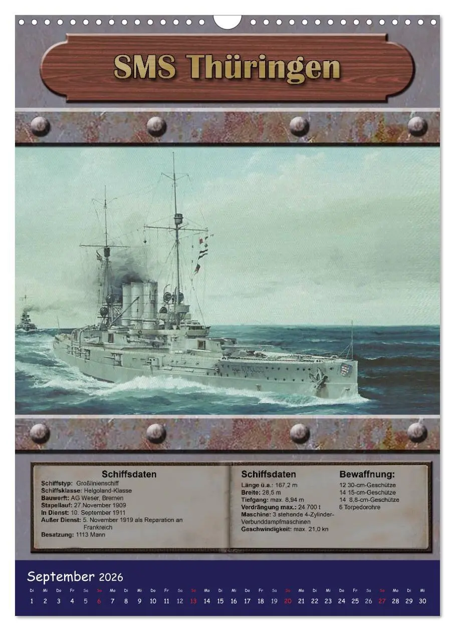 Bild: 9783516465990 | Die kaiserliche Marine 1871 - 1918 (Wandkalender 2026 DIN A3 hoch),...