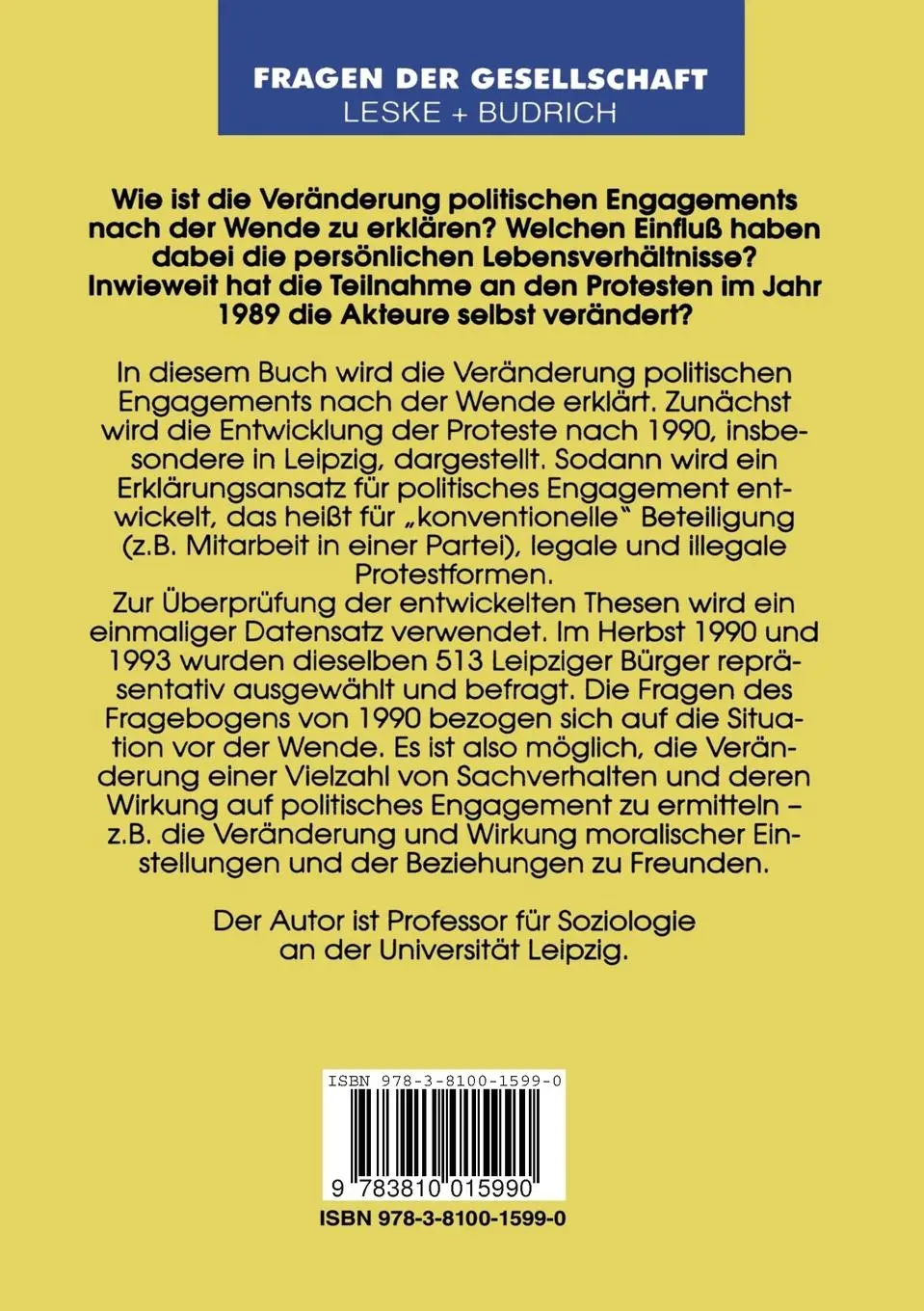 Rückseite: 9783810015990 | Die enttäuschten Revolutionäre | Karl-Dieter Opp | Taschenbuch | 1997