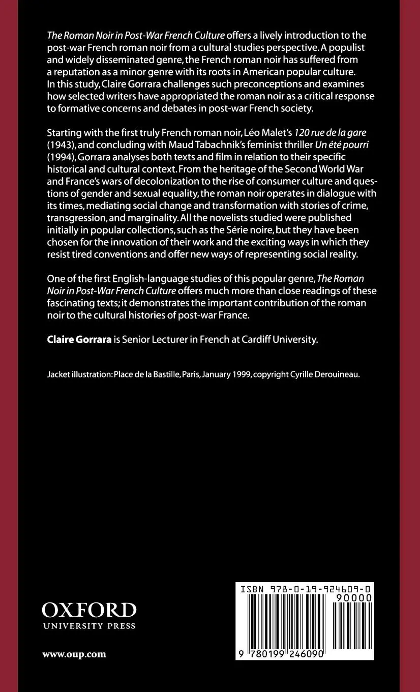 Rückseite: 9780199246090 | The Roman Noir in Post-War French Culture | Dark Fictions | Gorrara