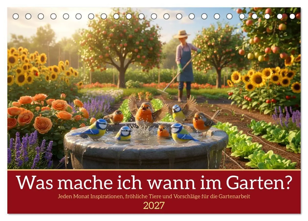 Cover: 9783594266090 | Was mache ich wann im Garten (Tischkalender 2027 DIN A5 quer),...