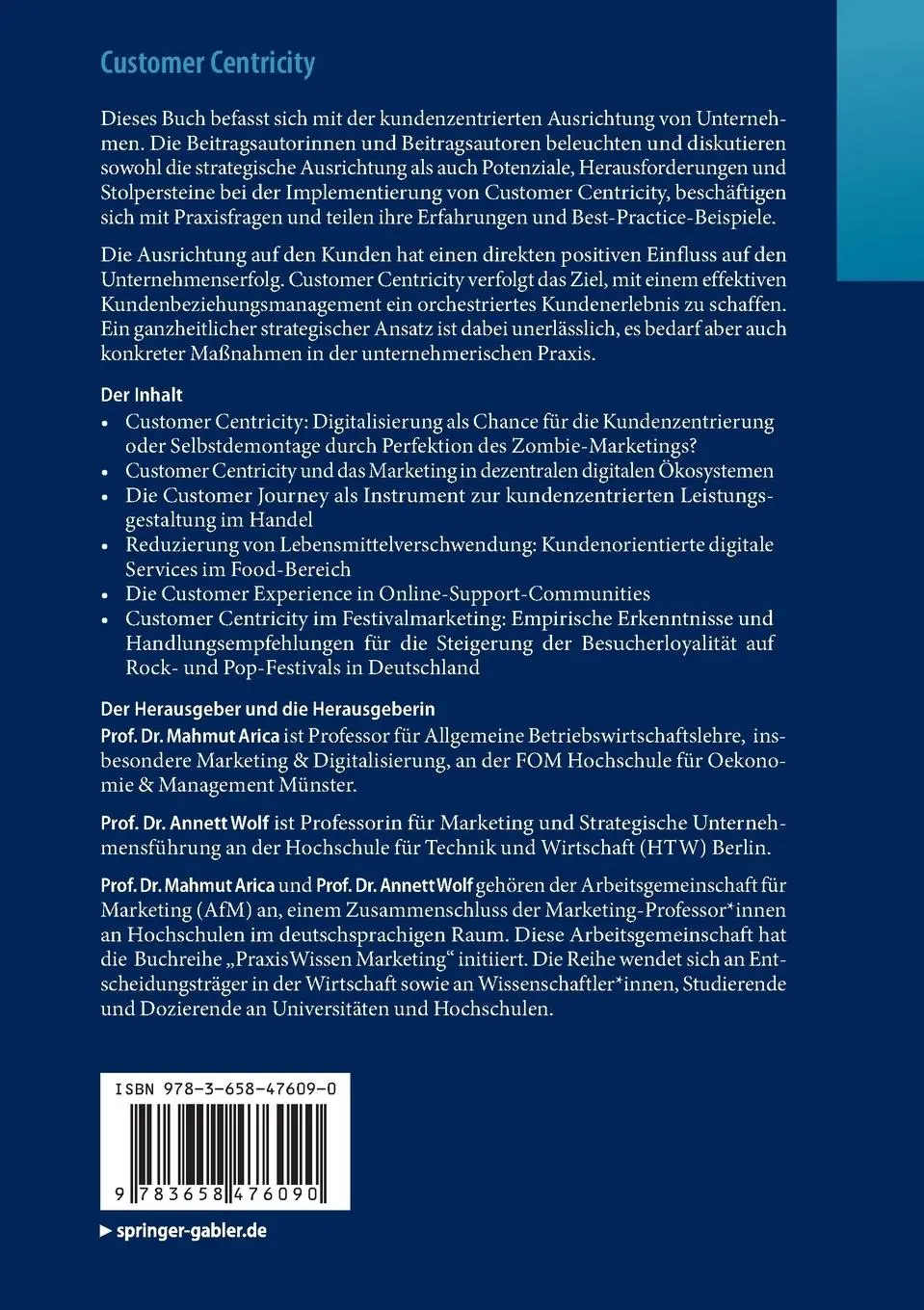 Rückseite: 9783658476090 | Customer Centricity | Mahmut Arica (u. a.) | Taschenbuch | xv | 2025