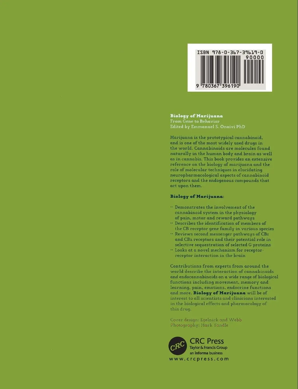 Rückseite: 9780367396190 | The Biology of Marijuana | From Gene to Behavior | Emmanuel S Onaivi