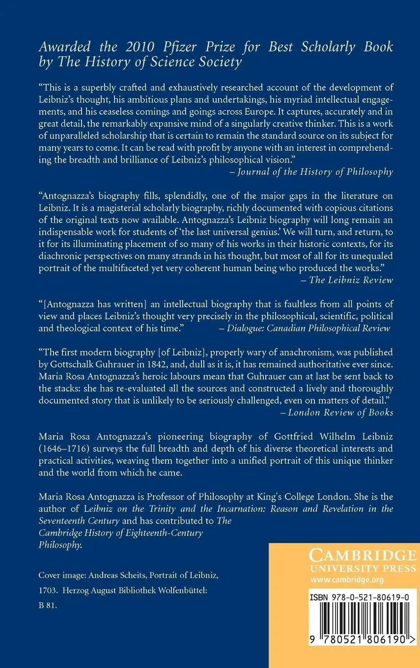 Rückseite: 9780521806190 | Leibniz | An Intellectual Biography | Maria Rosa Antognazza | Buch
