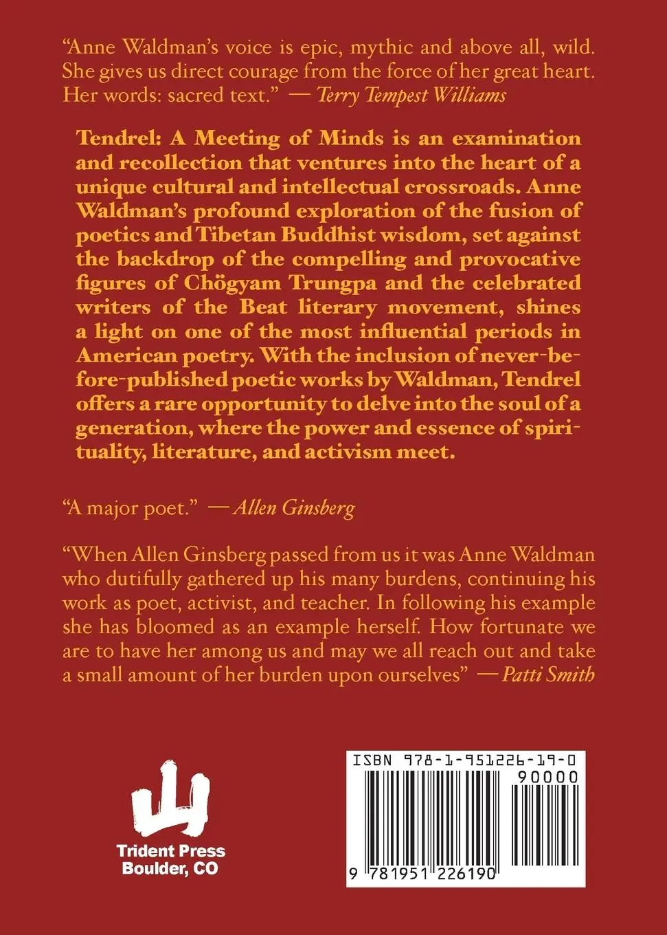 Rückseite: 9781951226190 | Tendrel | A Meeting of Minds | Anne Waldman | Taschenbuch | Englisch