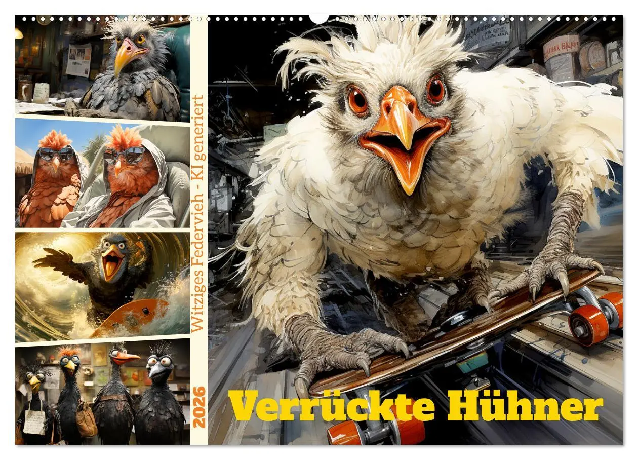 Cover: 9783457496190 | Verrückte Hühner (Wandkalender 2026 DIN A2 quer), CALVENDO...