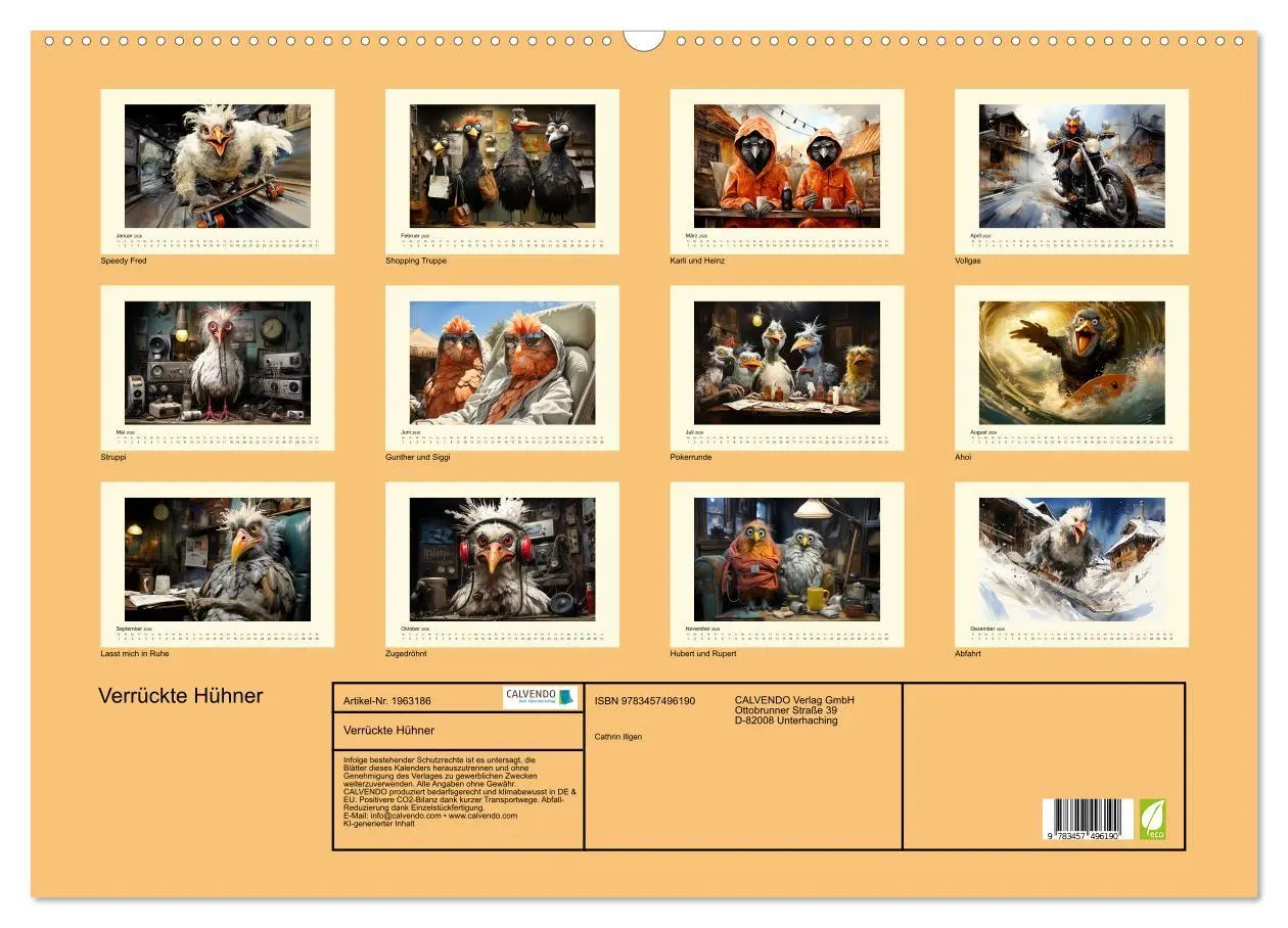 Bild: 9783457496190 | Verrückte Hühner (Wandkalender 2026 DIN A2 quer), CALVENDO...