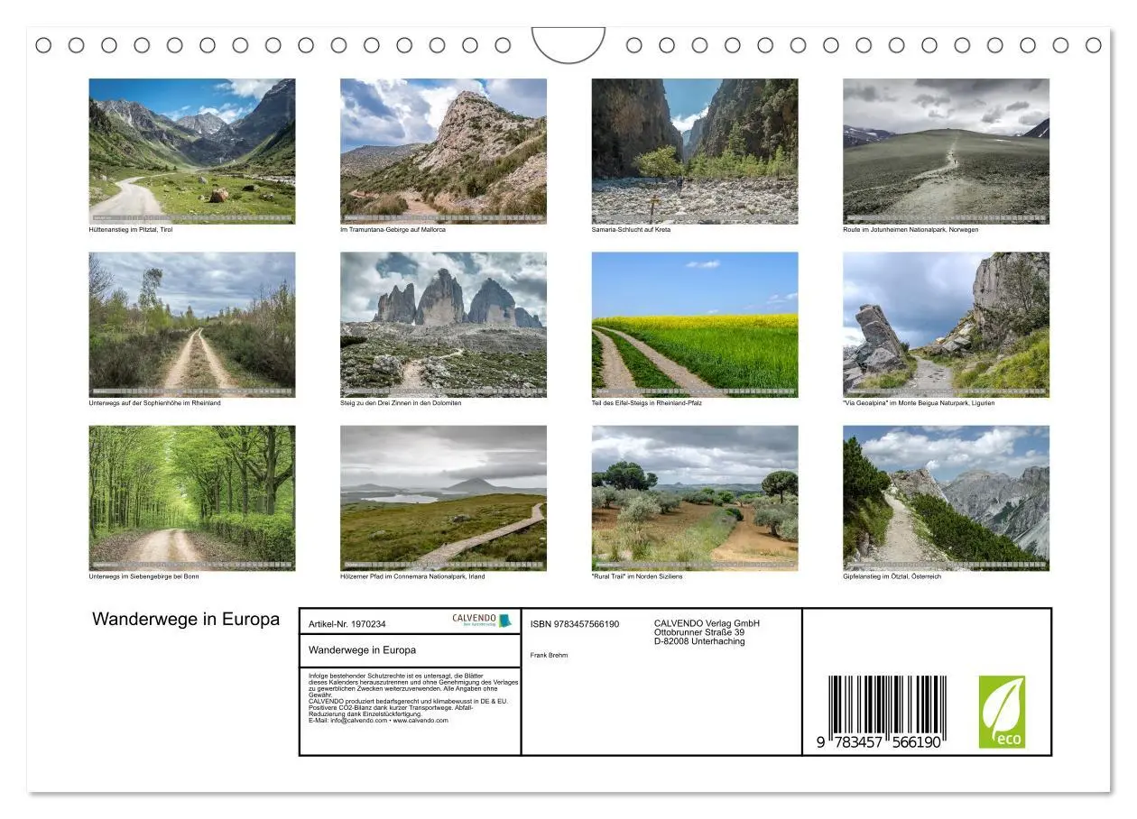 Bild: 9783457566190 | Wanderwege in Europa (Wandkalender 2026 DIN A4 quer), CALVENDO...