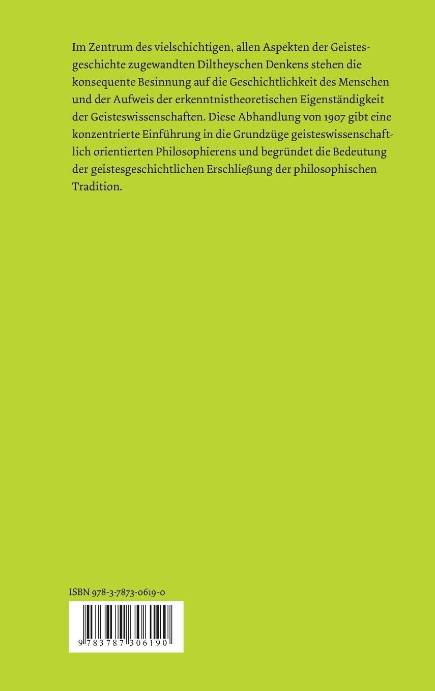 Rückseite: 9783787306190 | Das Wesen der Philosophie | Wilhelm Dilthey | Buch | 142 S. | Deutsch