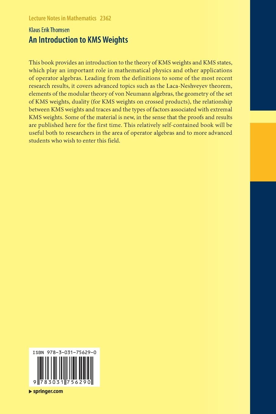 Rückseite: 9783031756290 | An Introduction to KMS Weights | Klaus Erik Thomsen | Taschenbuch | xi