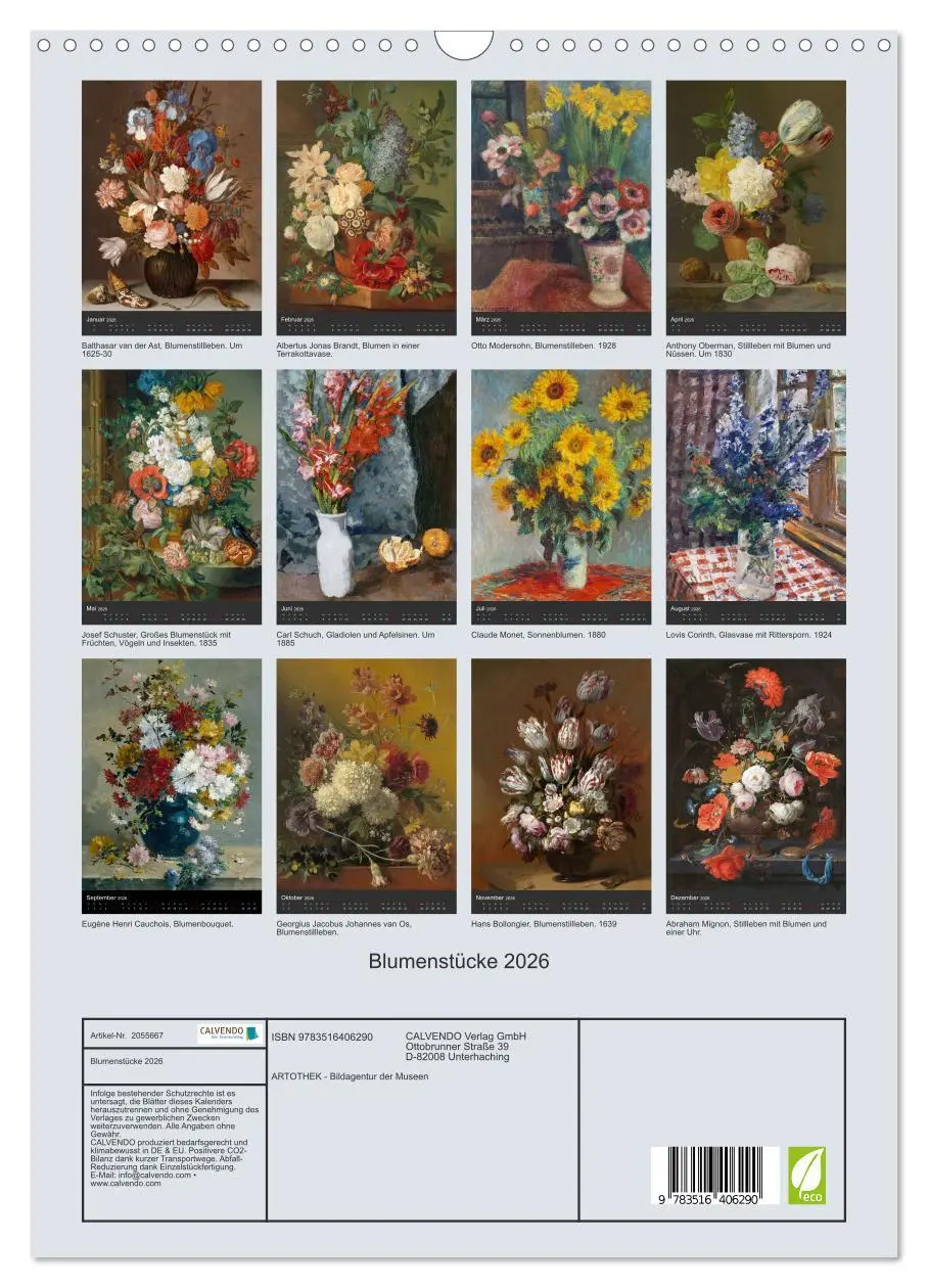 Bild: 9783516406290 | Blumenstücke 2026 (Wandkalender 2026 DIN A3 hoch), CALVENDO...