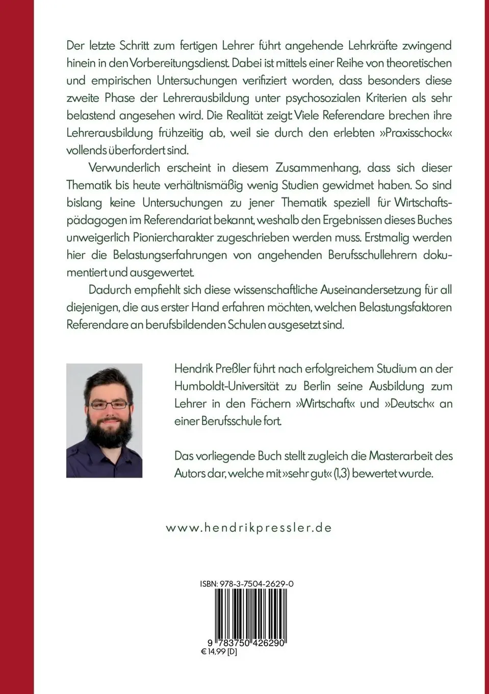 Rückseite: 9783750426290 | Die zweite Ausbildungsphase angehender Lehrkräfte | Hendrik Preßler