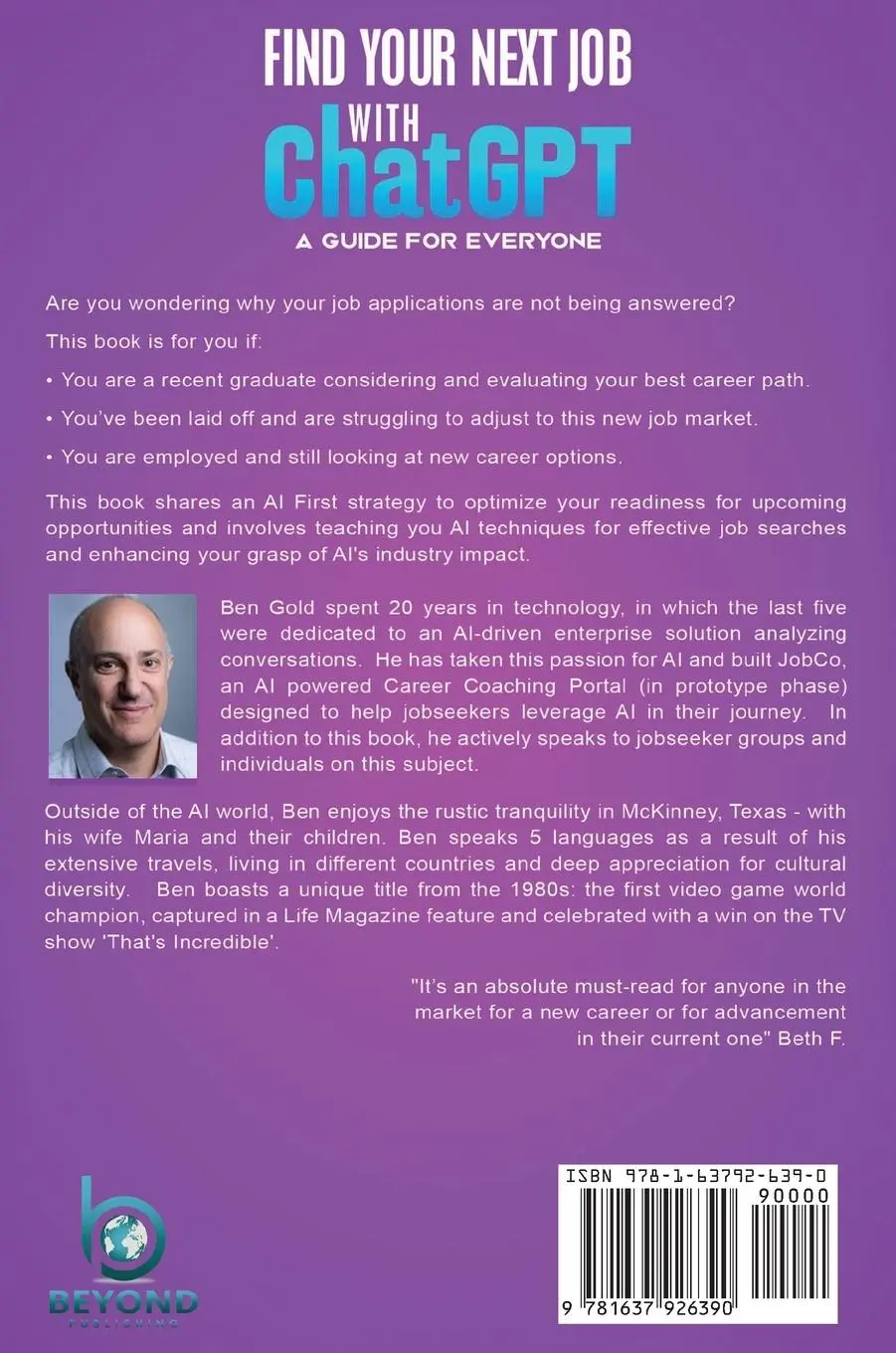 Rückseite: 9781637926390 | Finding Your Next Job with Chat GPT | A Guide for Everyone | Ben Gold