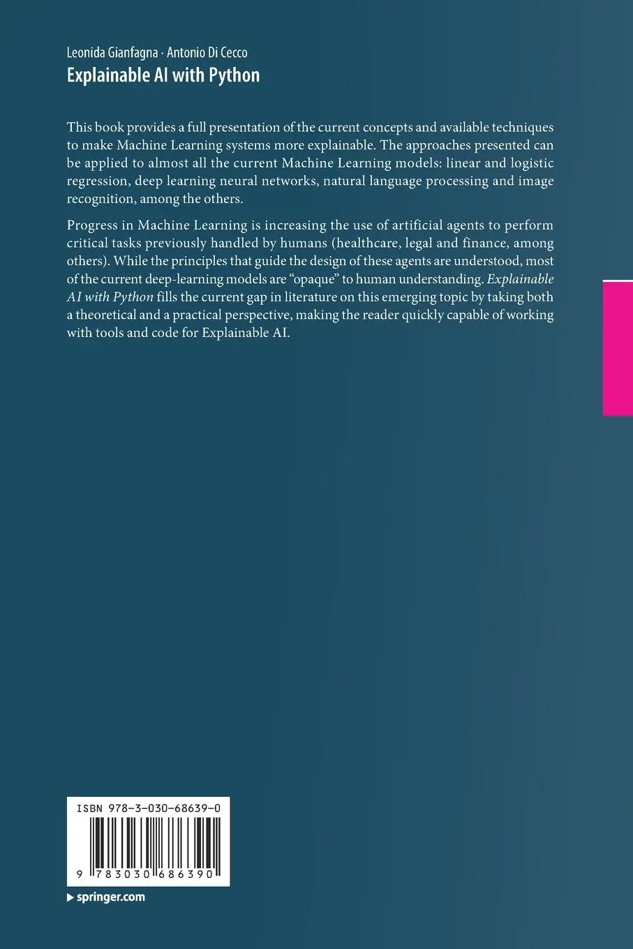 Rückseite: 9783030686390 | Explainable AI with Python | Antonio Di Cecco (u. a.) | Taschenbuch