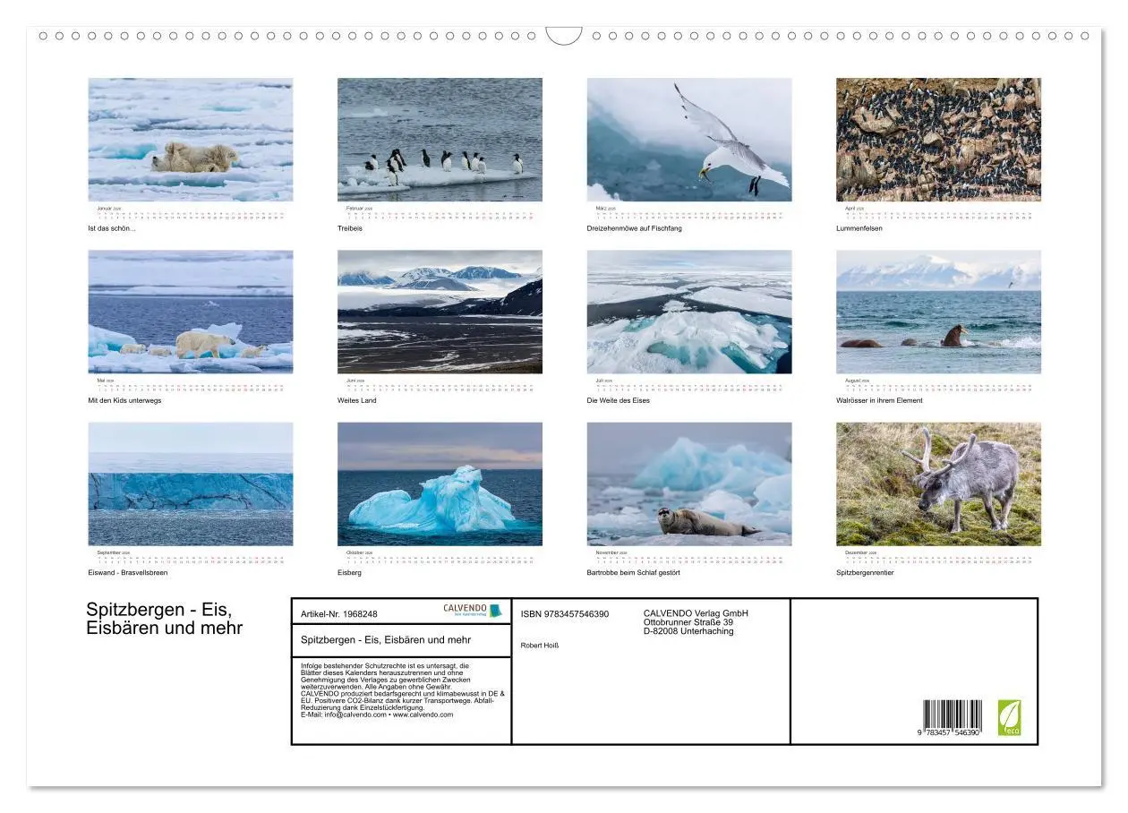 Bild: 9783457546390 | Spitzbergen - Eis, Eisbären und mehr (Wandkalender 2026 DIN A2...