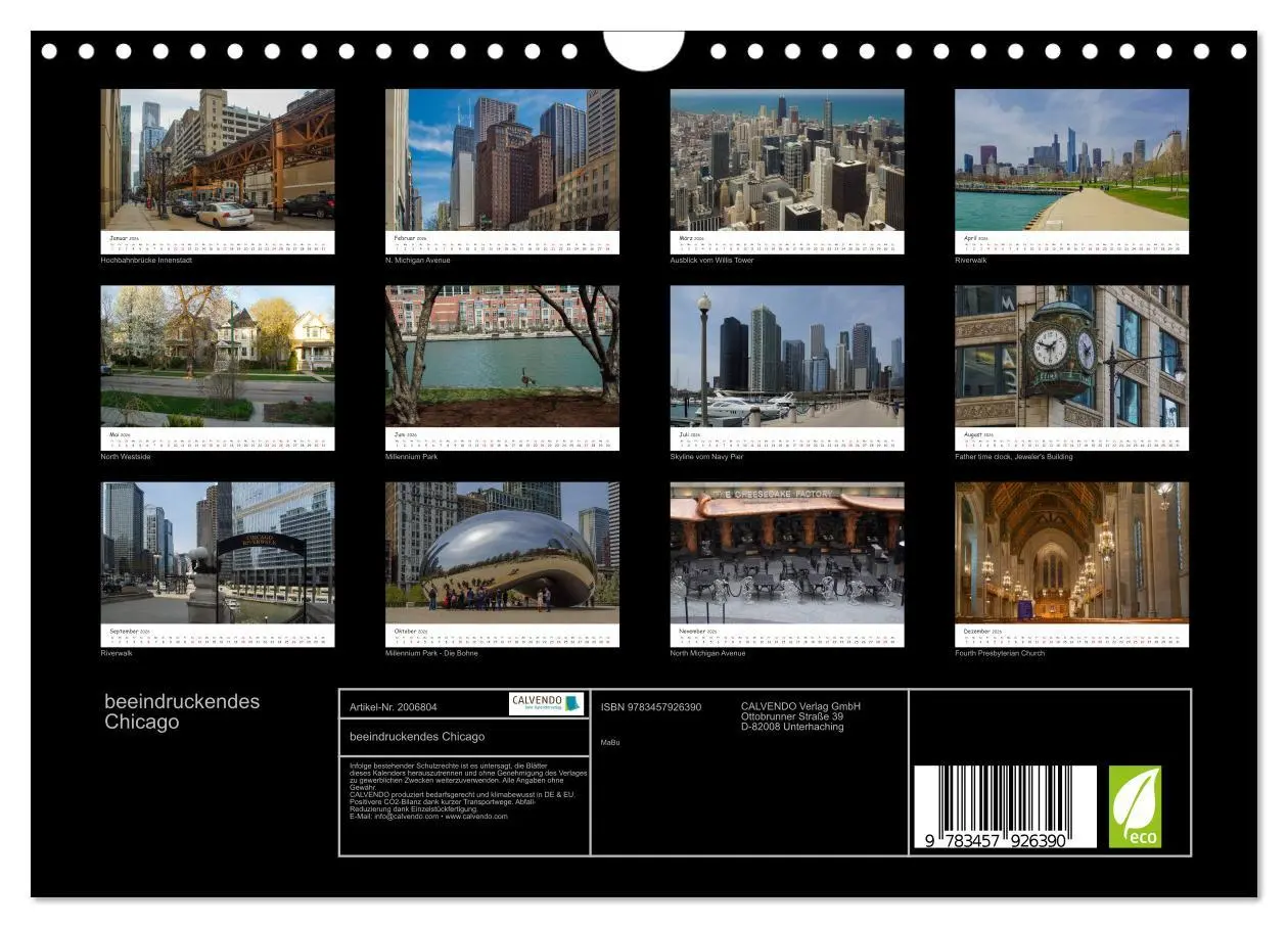 Bild: 9783457926390 | beeindruckendes Chicago (Wandkalender 2026 DIN A4 quer), CALVENDO...