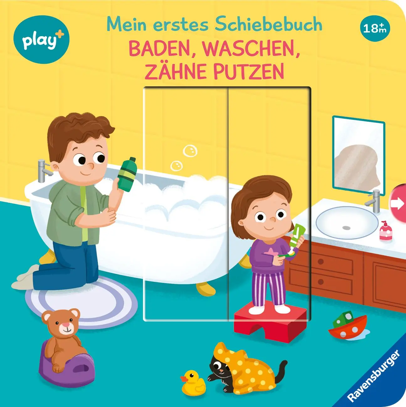 Cover: 9783473456390 | Play+ Mein erstes Schiebebuch Baden, waschen, Zähne putzen - ab 18...