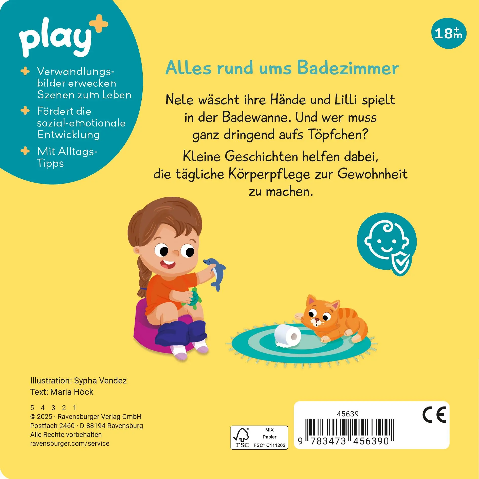 Rückseite: 9783473456390 | Play+ Mein erstes Schiebebuch Baden, waschen, Zähne putzen - ab 18...