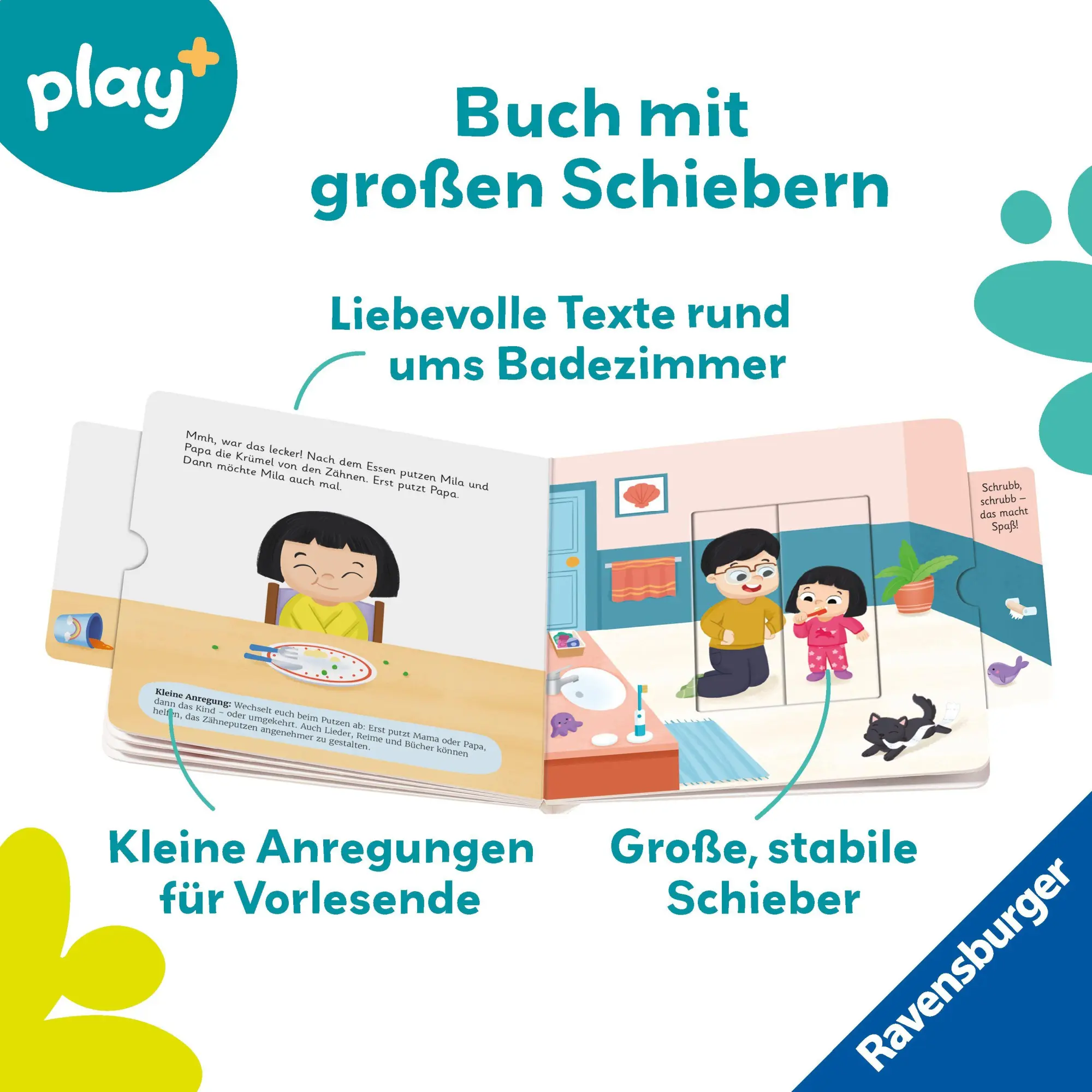Bild: 9783473456390 | Play+ Mein erstes Schiebebuch Baden, waschen, Zähne putzen - ab 18...
