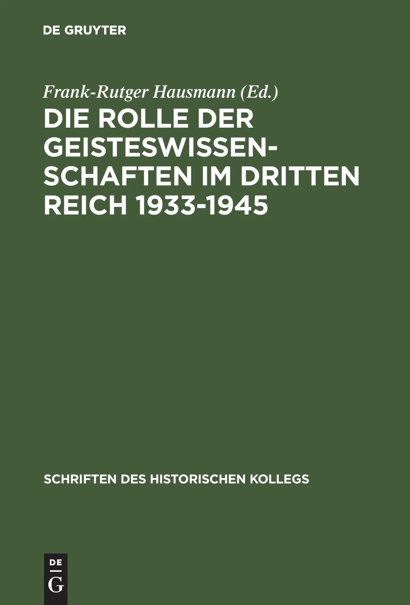 Cover: 9783486566390 | Die Rolle der Geisteswissenschaften im Dritten Reich 1933-1945 | Buch