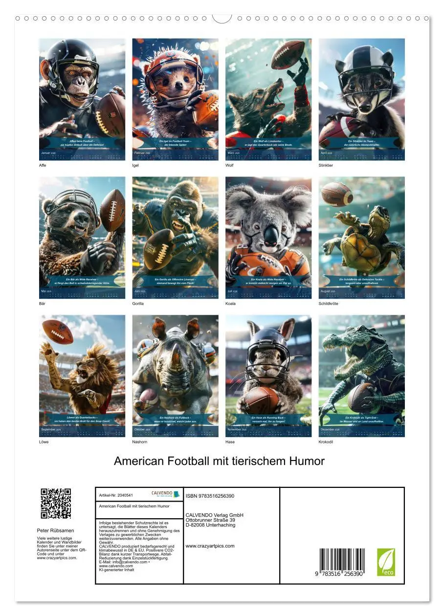Bild: 9783516256390 | American Football mit tierischem Humor (hochwertiger Premium...