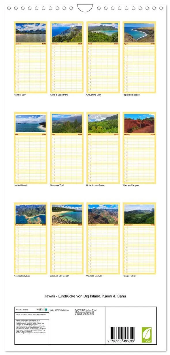 Bild: 9783516496390 | Familienplaner 2026 - Hawaii - Eindrücke von Big Island, Kauai &amp;...