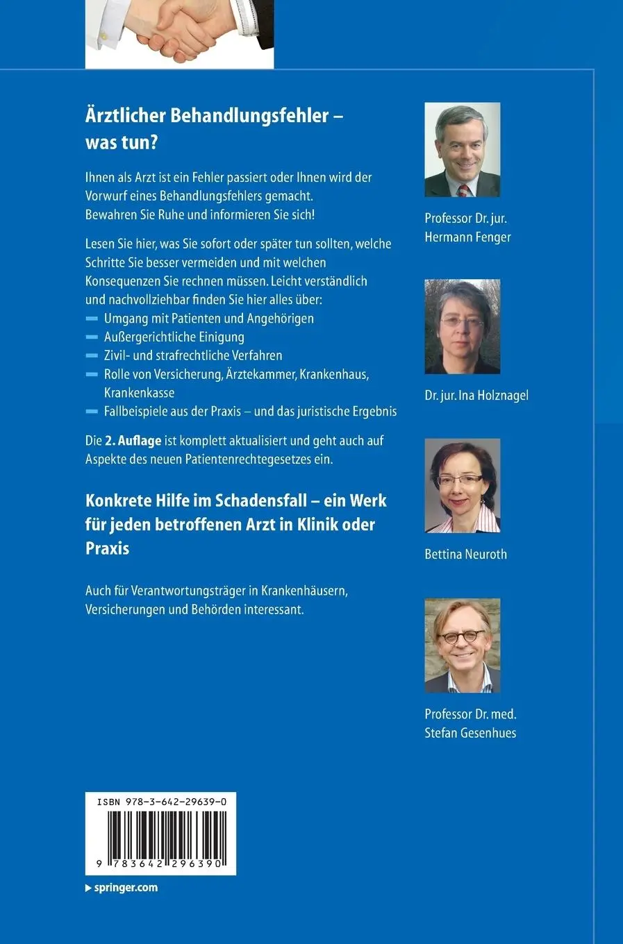 Rückseite: 9783642296390 | Schadensmanagement für Ärzte | Juristische Tipps für den Ernstfall