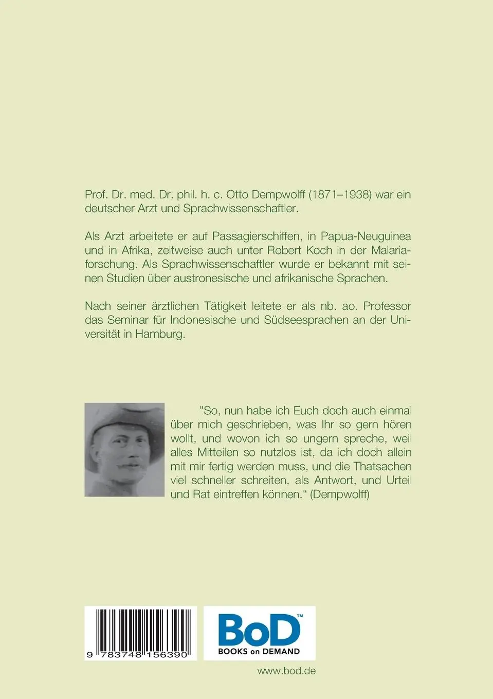 Rückseite: 9783748156390 | Tagebücher aus Südwestafrika 1898-1900 | Otto Dempwolff | Taschenbuch