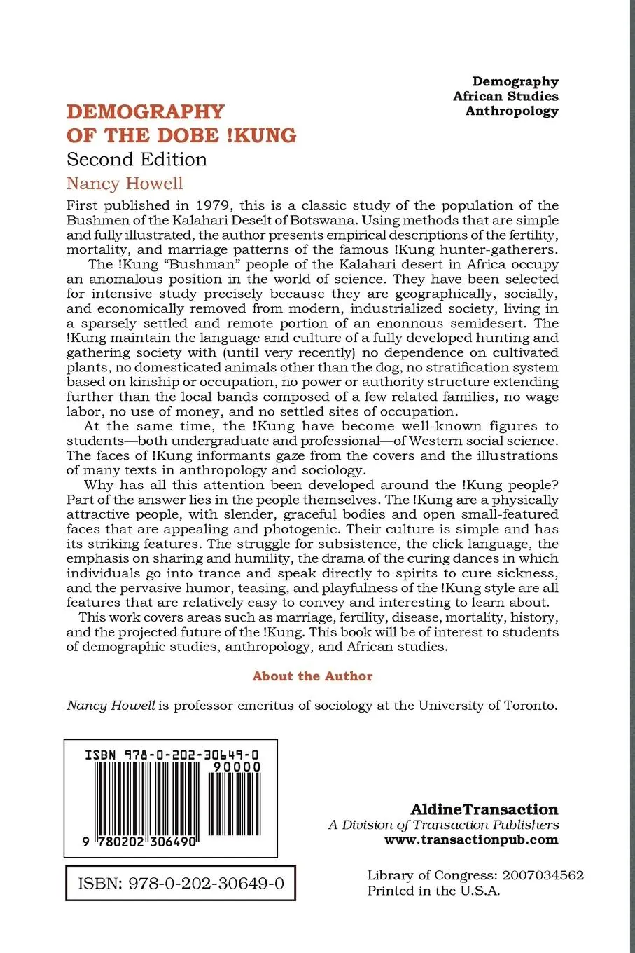Rückseite: 9780202306490 | Demography of the Dobe !Kung | Nancy Howell | Taschenbuch | Englisch