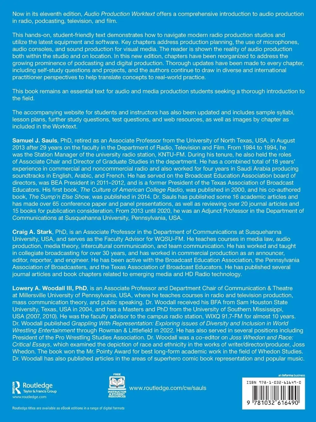 Rückseite: 9781032616490 | Audio Production Worktext | Concepts, Techniques, and Equipment | Buch