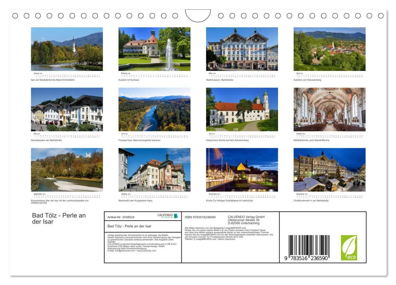 Bild: 9783516236590 | Bad Tölz - Perle an der Isar (Wandkalender 2026 DIN A4 quer),...