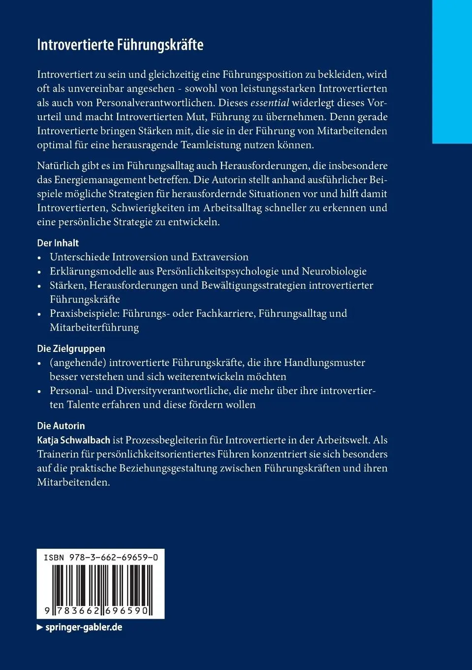 Rückseite: 9783662696590 | Introvertierte Führungskräfte | Katja Schwalbach | Taschenbuch | viii