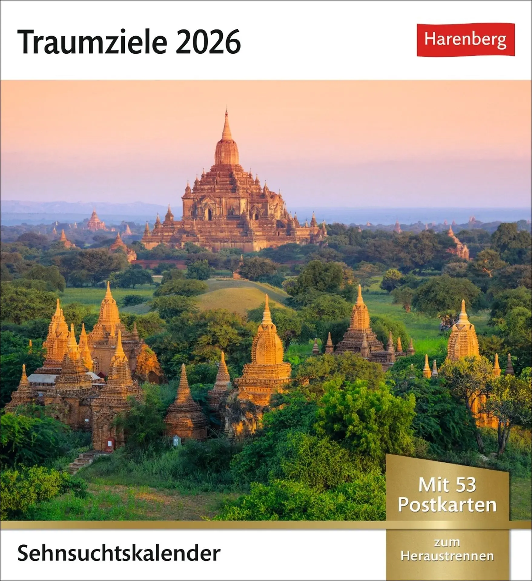 Cover: 9783840036590 | Traumziele Sehnsuchtskalender 2026 - Wochenkalender mit 53 Postkarten