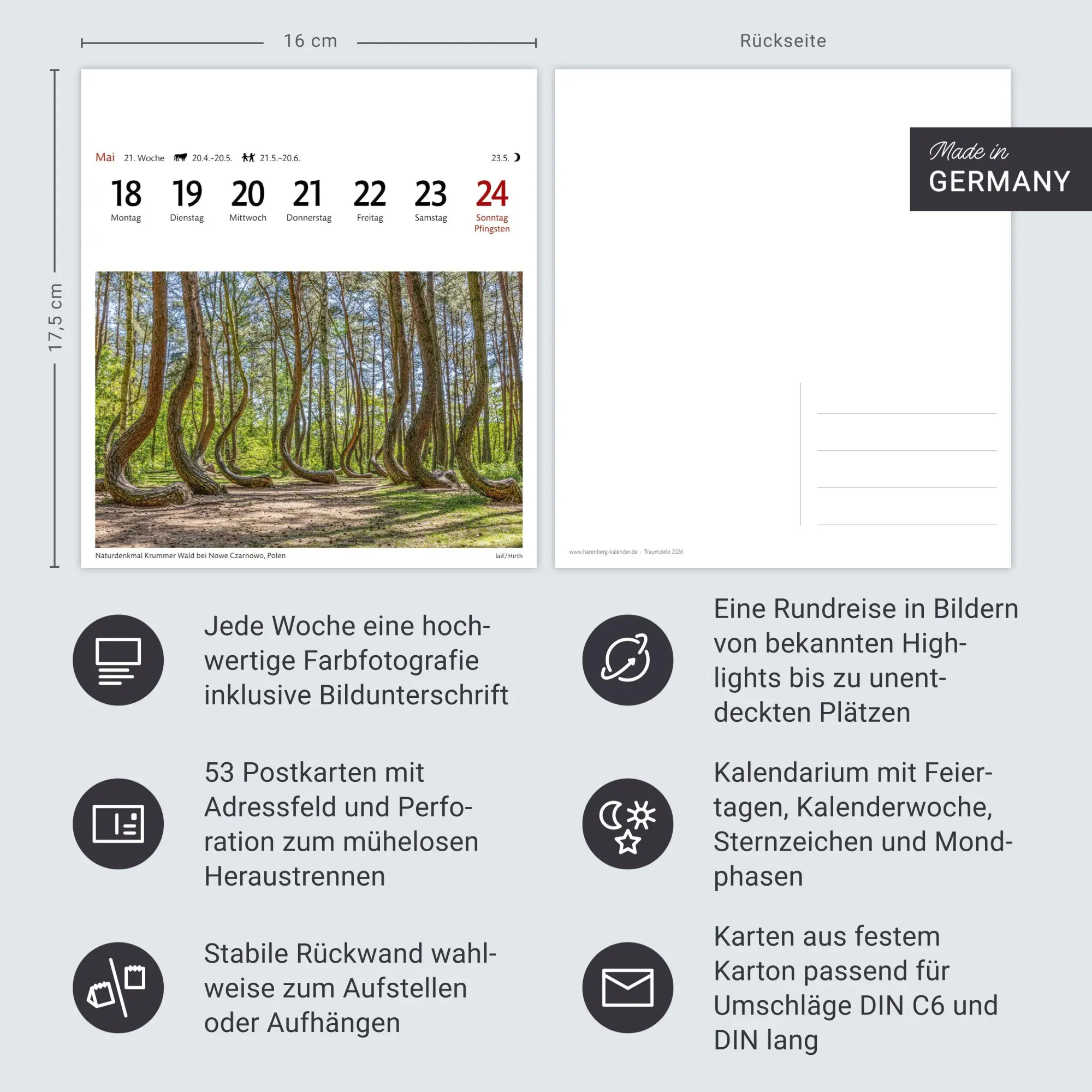 Bild: 9783840036590 | Traumziele Sehnsuchtskalender 2026 - Wochenkalender mit 53 Postkarten