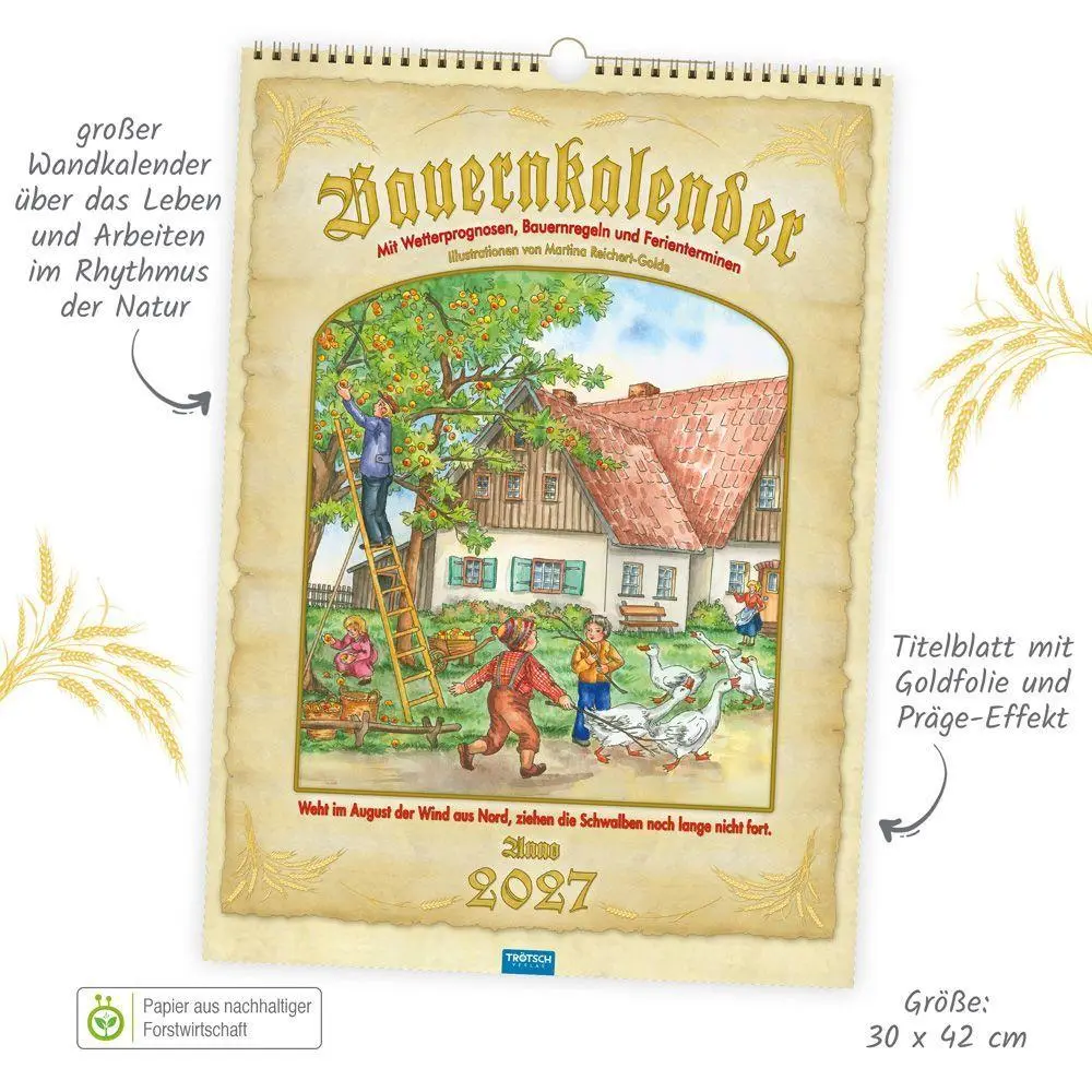 Bild: 9783988026590 | TRÖTSCH - Großbildkalender Bauernkalender 2027 mit Wetterprognosen...