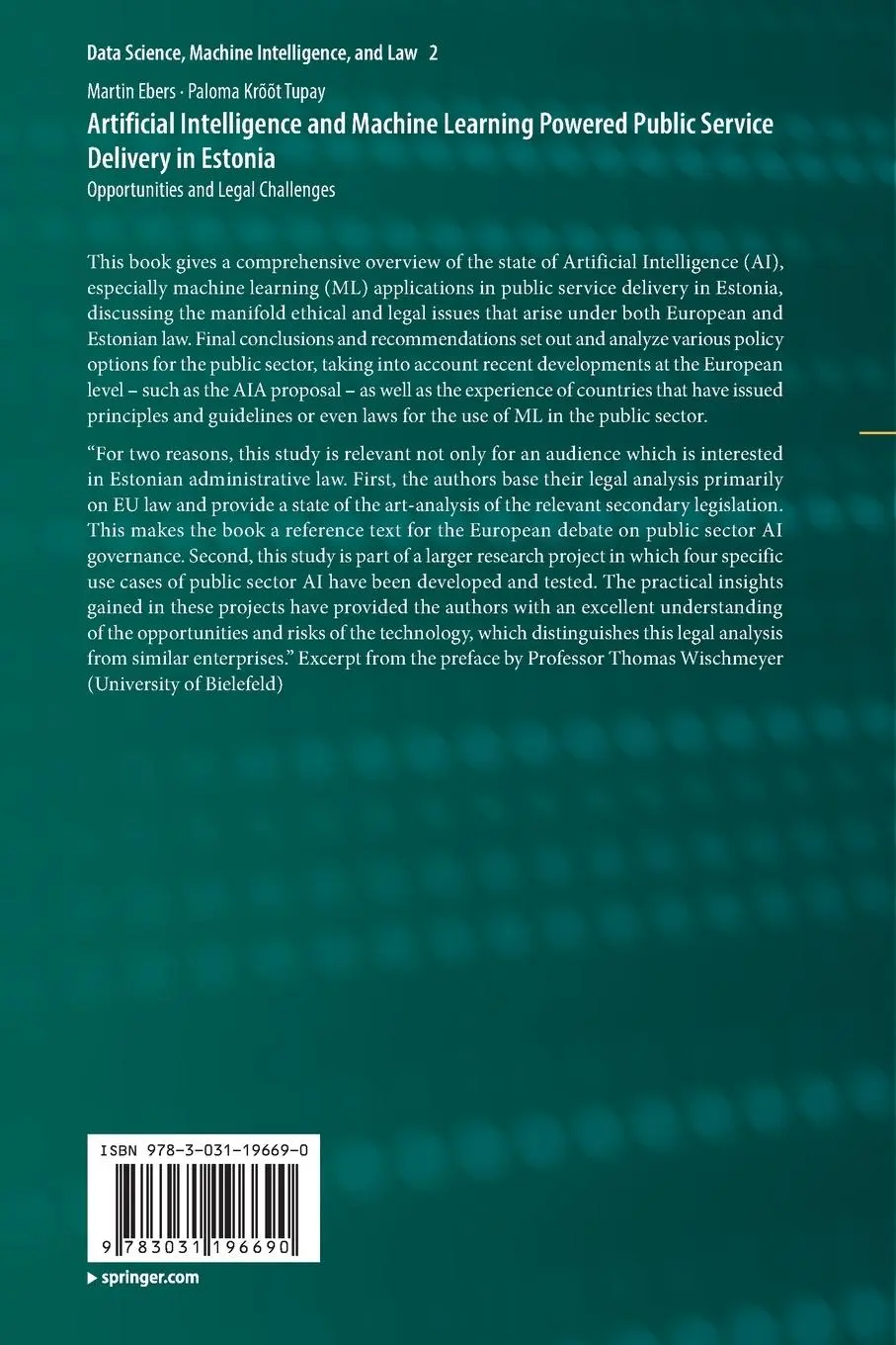 Rückseite: 9783031196690 | Artificial Intelligence and Machine Learning Powered Public Service...