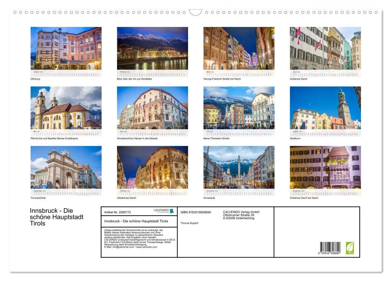 Bild: 9783516606690 | Innsbruck - Die schöne Hauptstadt Tirols (Wandkalender 2026 DIN A2...