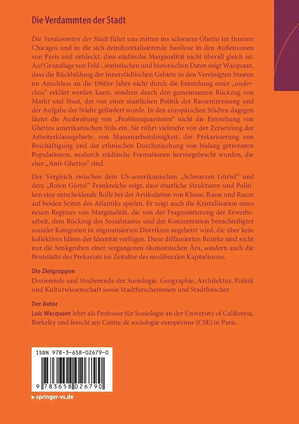 Rückseite: 9783658026790 | Die Verdammten der Stadt | Loïc Wacquant | Taschenbuch | xl | Deutsch