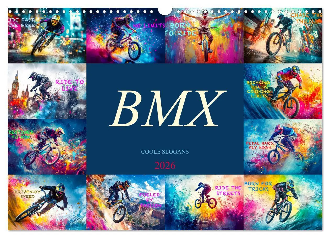 Cover: 9783457356890 | BMX - Coole Slogans (Wandkalender 2026 DIN A3 quer), CALVENDO...