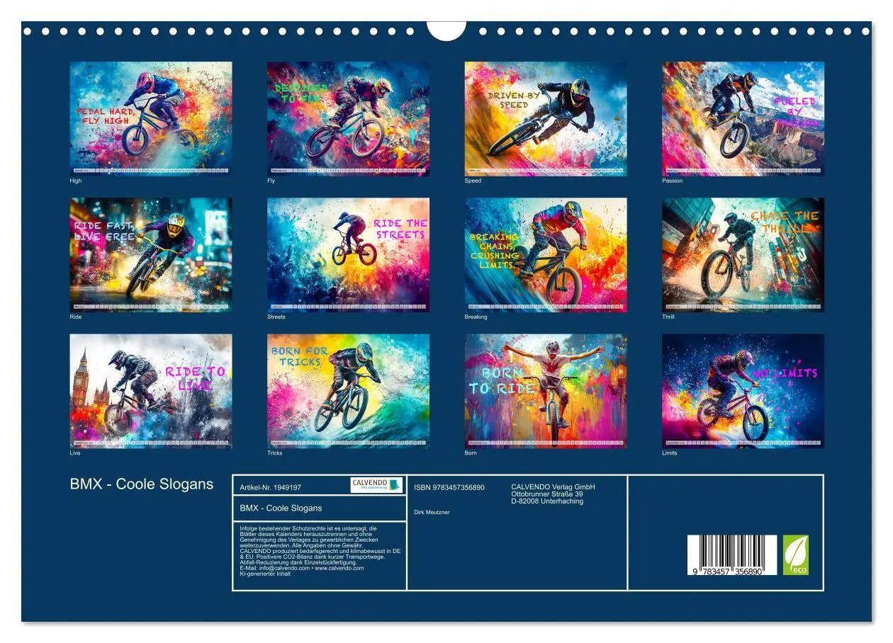 Bild: 9783457356890 | BMX - Coole Slogans (Wandkalender 2026 DIN A3 quer), CALVENDO...