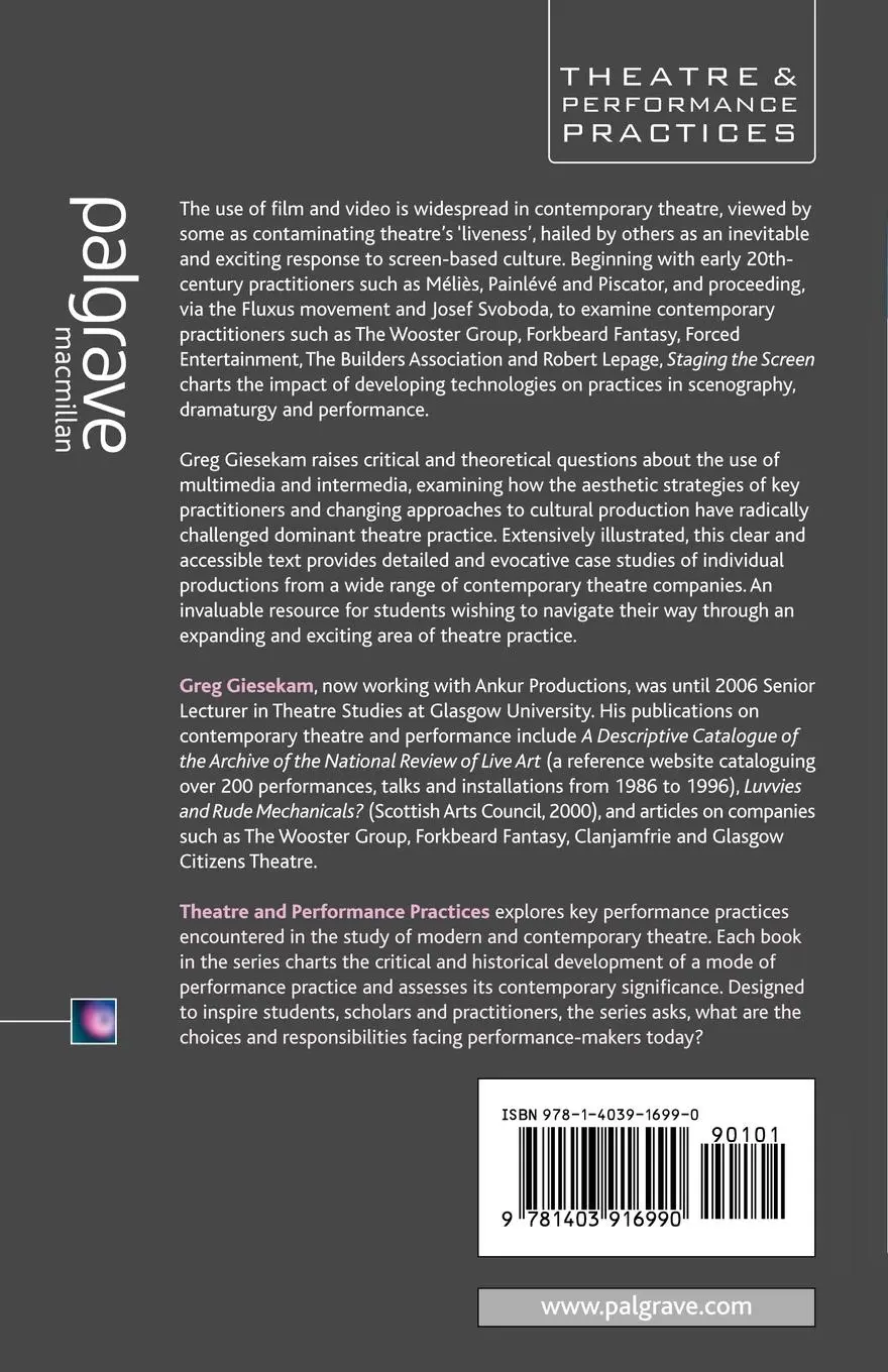 Rückseite: 9781403916990 | Staging the Screen | The Use of Film and Video in Theatre | Giesekam